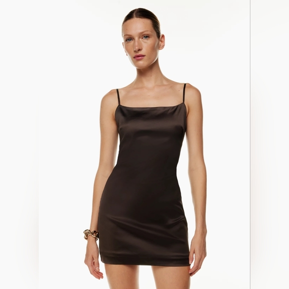 Black satin slip dress Ten by Babaton Passion Dress Black - Picture 1 of 8